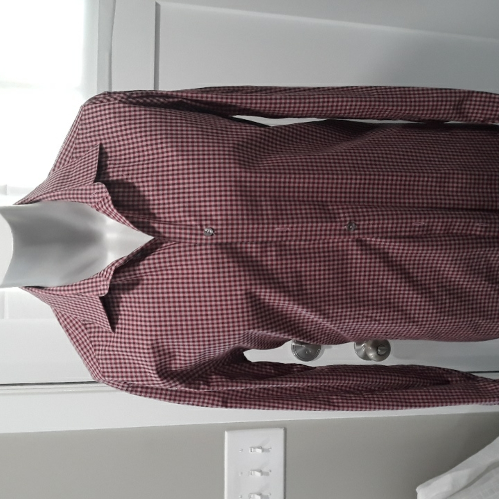 Paul Smith mens pink and grey plaid cotton shirt. Made in Italy. 17 neck